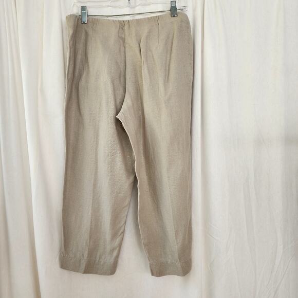 J.Jill Love Linen Pants Size XS Pockets Tan Beige Pedal Pushers Y2K Cleangirl - Picture 3 of 11